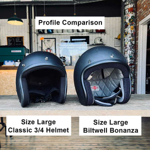 Classic 3/4 Helmet flat black profile comparison