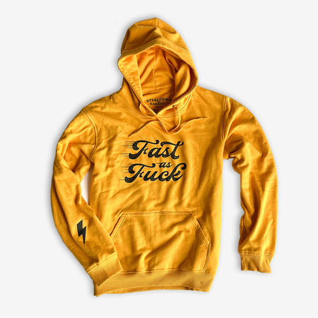 Fast As Fuck Hoodie in gold, front view