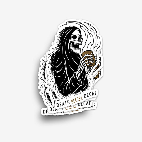 Death Before Decaf Reaper Sticker